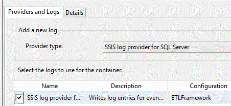 SSIS Logging Configuration Step 1